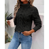 Verena | Damen Strickpullover mit Rollkragen in Schwarz