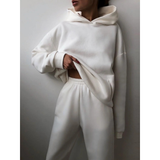 Veronika | Damen Jogginganzug mit Hoodie und Jogginghose, Zweiteiler in Weiß
