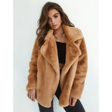 Vivian | Damen Winterjacke aus Kunstpelz mit Oversize Schnitt und Auffälliger Optik in Hellbraun