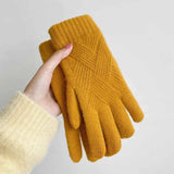 Warme Strickhandschuhe Damen in Gelb