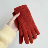 Warme Strickhandschuhe Damen in Rot