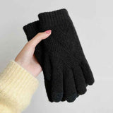 Warme Strickhandschuhe Damen in Schwarz