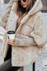 Winterjacke Damen Oversized mit Teddyfutter in Beige