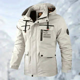 Winterjacke Herren mit Kapuze und Taschen in Weiß
