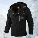 Winterjacke Herren mit Kapuze und Taschen in Schwarz