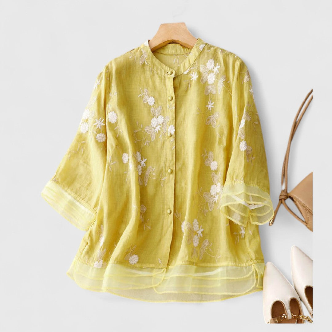 Maisie | Blumenbluse aus Premium-Materialien