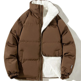 Zelda | Damen Puffer Winterjacke mit Stehkragen in Kaffee